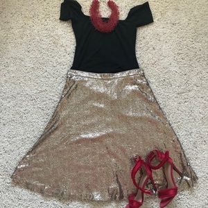NWT Ann Taylor champagne sequined skirt